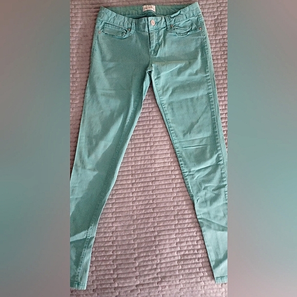 Aeropostale Lola (7/8 Reg/Normal) Teal Jeggings Fake Pockets - Picture 1 of 4